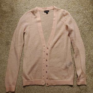 Pink Wool Cardigan V-neck Medium